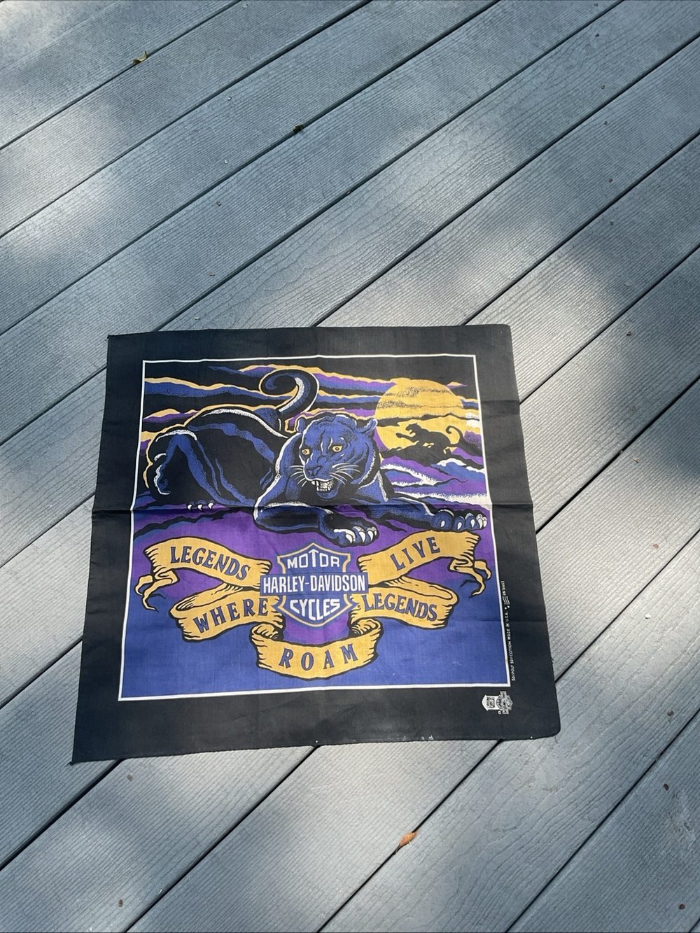 Vintage Harley-Davidson Black & Purple Panther Wall Art/Bandana
